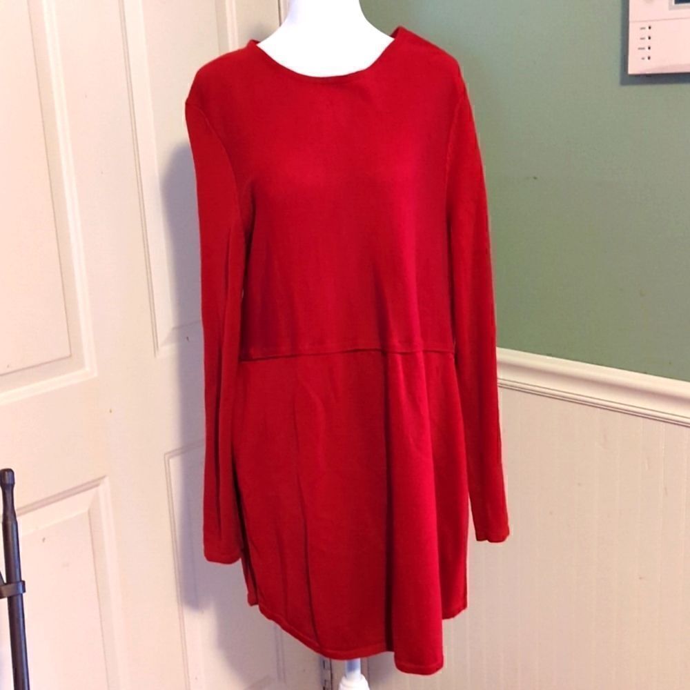 J. Jill M medium red tunic top shirt dress see pics Christmas holiday love
